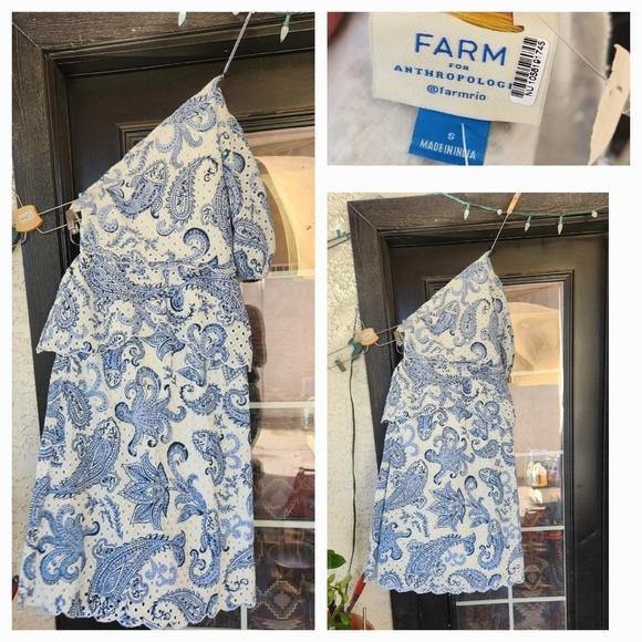 Farm‎ Rio One Shoulder Eyelet Midi Dress - Picture 2 of 3